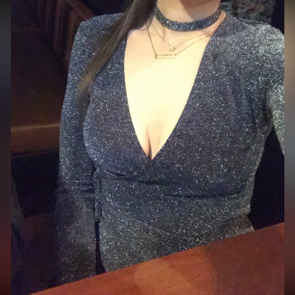 H&M Divided Black Sparkle Wrap Dress - Picture 4 of 5